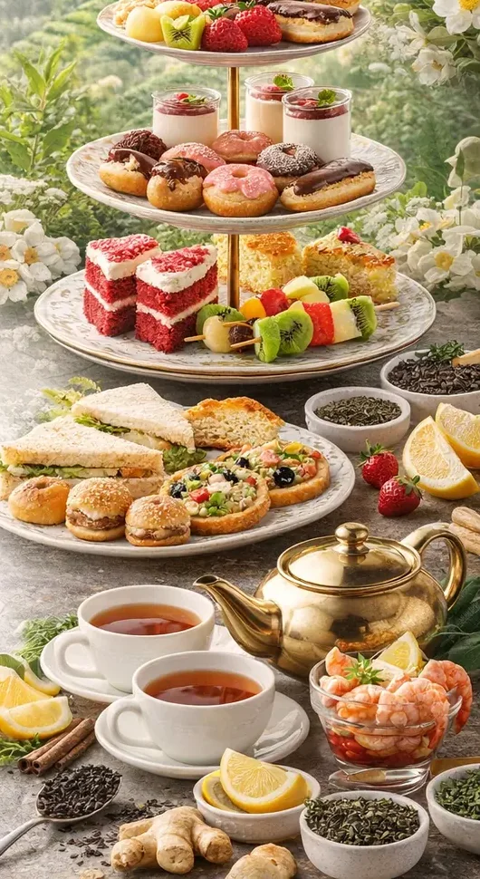 High tea food and Ceylon Tea selection at Kingswood